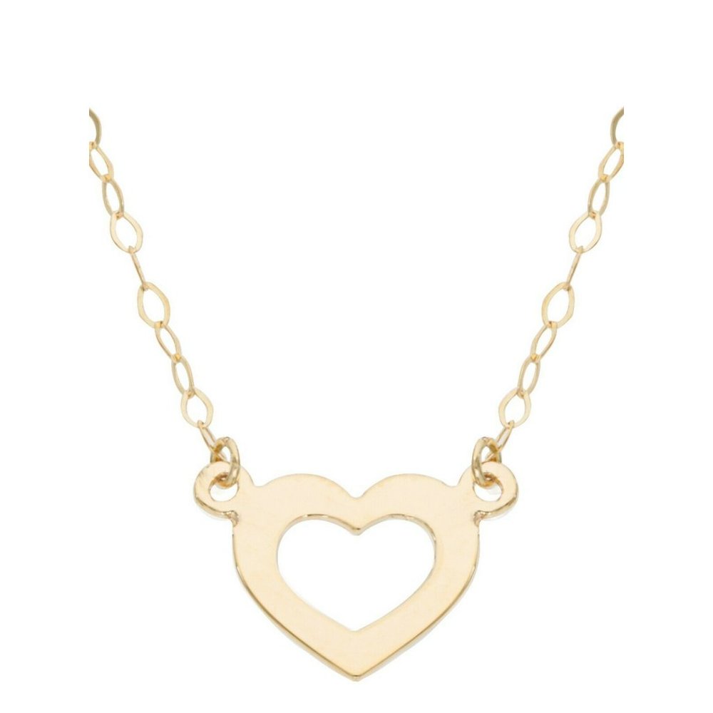 14kt Yellow Gold Flat Heart Necklace 18" Chain